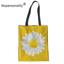 Женская сумка через плечо с принтом ромашки, холщовые женские сумки с цветочным узором, Повседневная Сумка-тоут для девочек, сумки для покупок