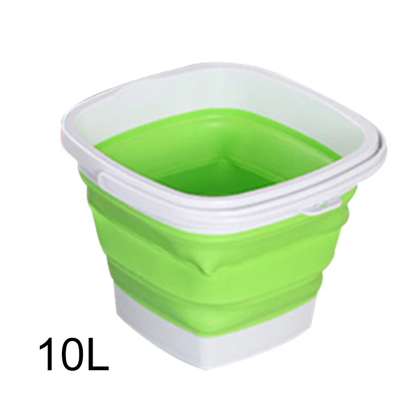 Green 10L 3/5/10L складной Пластик ведро складной квадратный Ванна Портативный рыбалка ведро воды Открытый Кемпинг Пеший Туризм пикники ведро P7Ding - Цвет: Green 10L