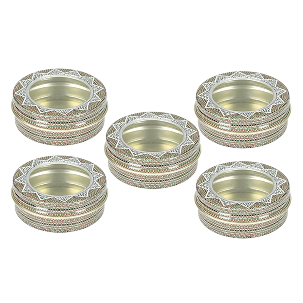5Pcs Small Aluminum Round Lip Balm Tin Storage Jar Containers with Clear Top Window for Lip Balm Cosmetic Candles Crafts