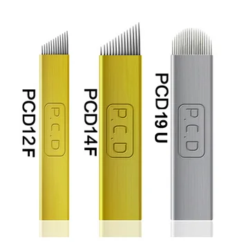 

50pcs Hard Pcd 12/14/12/14 U Needles Microblading Needles Permanent Makeup Blades Manual Eyebrow Tattoo Curved Blade