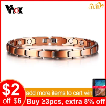 

Vnox Copper Magnetic Bracelets for Women Size Adjustable Bronze Color Arthritis Healing Pulsera Female Jewelry