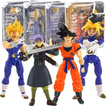 

13-15cm Dragon Ball Super Saiyan Son Goku Vegeta Trunks Gokou Face Change Movable Statue PVC Model Figure Toys
