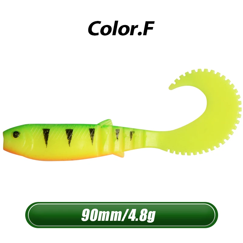 MEREDITH, 9 см, 4,8 г, 10 шт., 3D Shad, плавающая приманка для рыбалки, приманки, каннибал, изогнутый хвост, leurre, souple, искусственные приманки - Цвет: F 10pcs