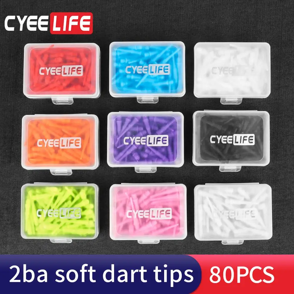 Cyelife-puntas de dardos de plástico profesional, 80 Uds., dardo de reemplazo, 8 colores, CL18Style