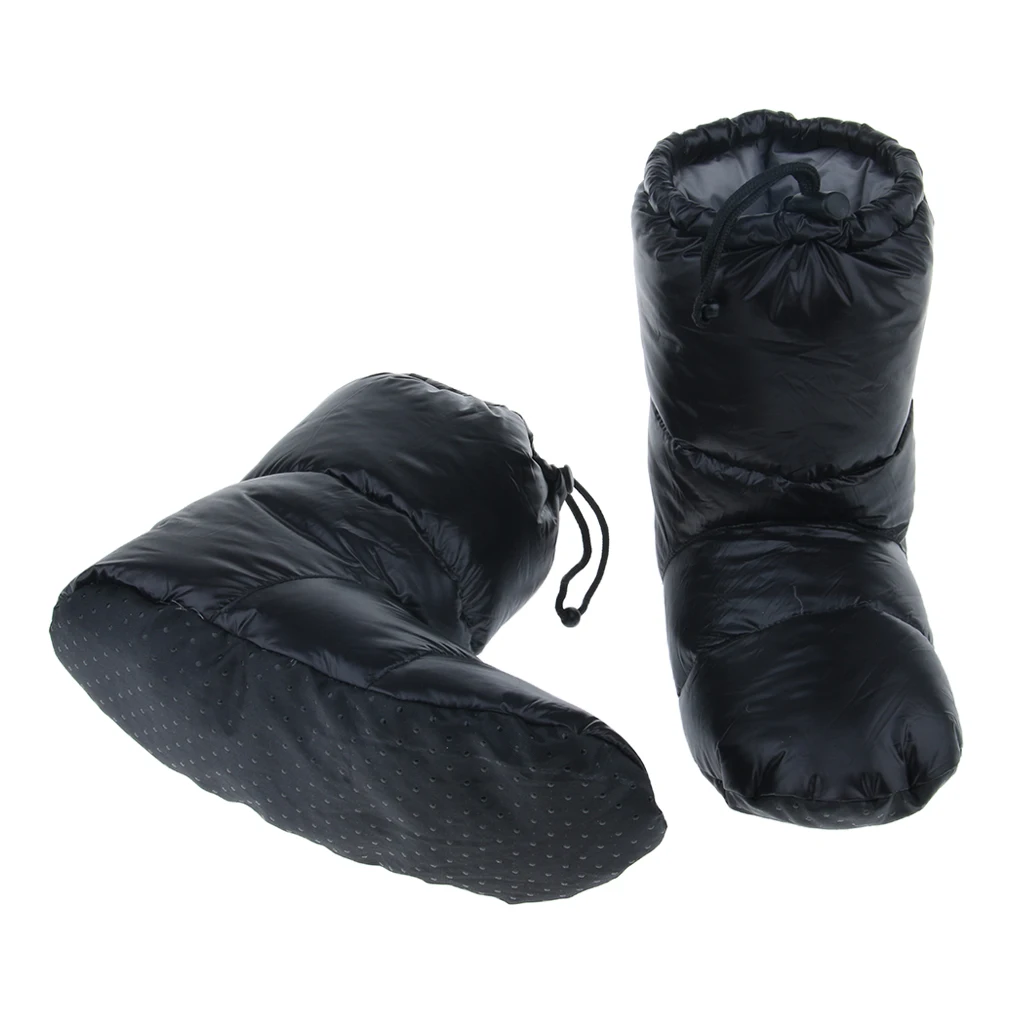 

White Goose Down Slippers Winter Warm Camping Tent Foot Booties, Filled with 90% Goose Down, Super Warm