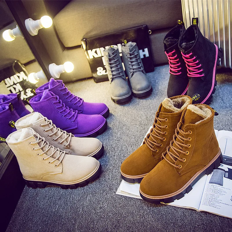 

Women's winter new warm Martin boots waterproof booties plus velvet boots student casual anti-skiing cotton boots women's shoes