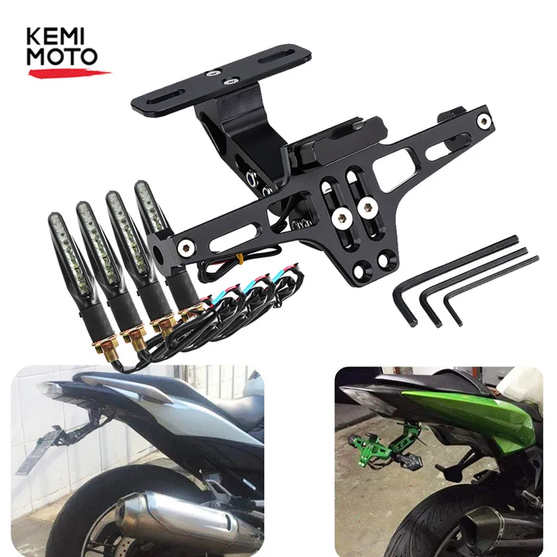 Motorcycle Rear License Plate Mount Holder and Turn Signal Light For Honda For Kawasaki Z750 Z800 For YAMAHA MT07 MT09 MT10 R1 3
