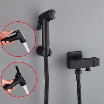 

Best Quality Brass Bidet Sprayer for Toilet Black/Chrome Shower Sprayer Set Mulitfunction Toilet Valve Cloth Diaper Sprayers