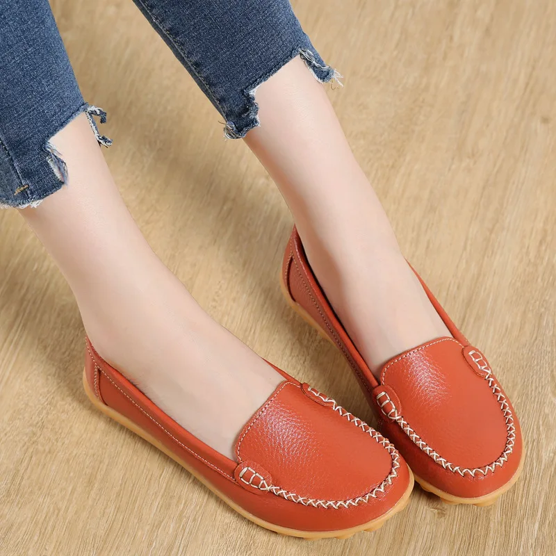 

Manufacturers Direct Selling 2019 New Style Genuine Leather Middle-aged Mom Shoes WOMEN'S Shoes Moccosins Nurse Shoes Large Size