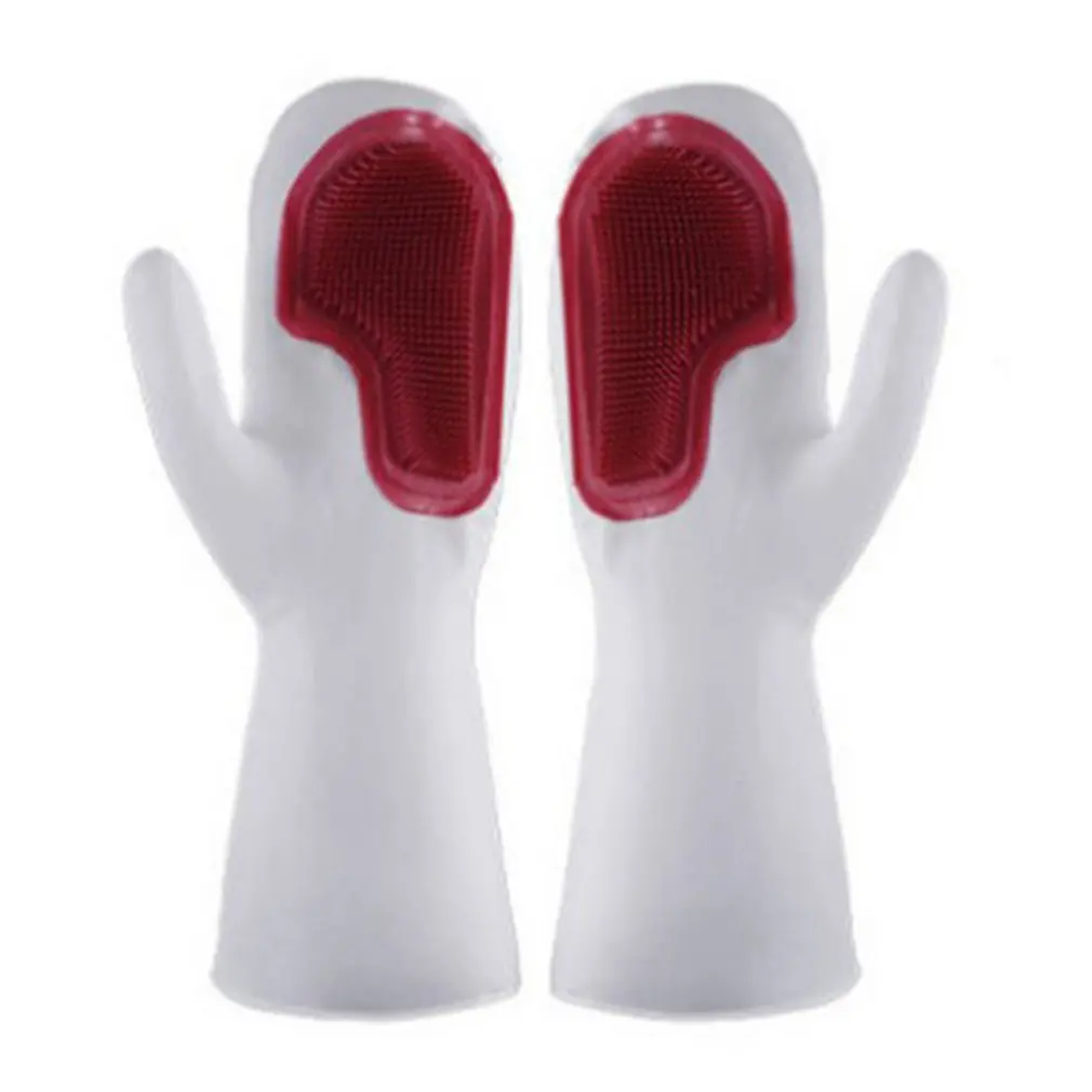 

1 Pair Soft Magic Silicone Dishwashing Scrubber Dish Washing Sponge Rubber Scrub Gloves Heat Insulation Kitchen Cleaning Tools