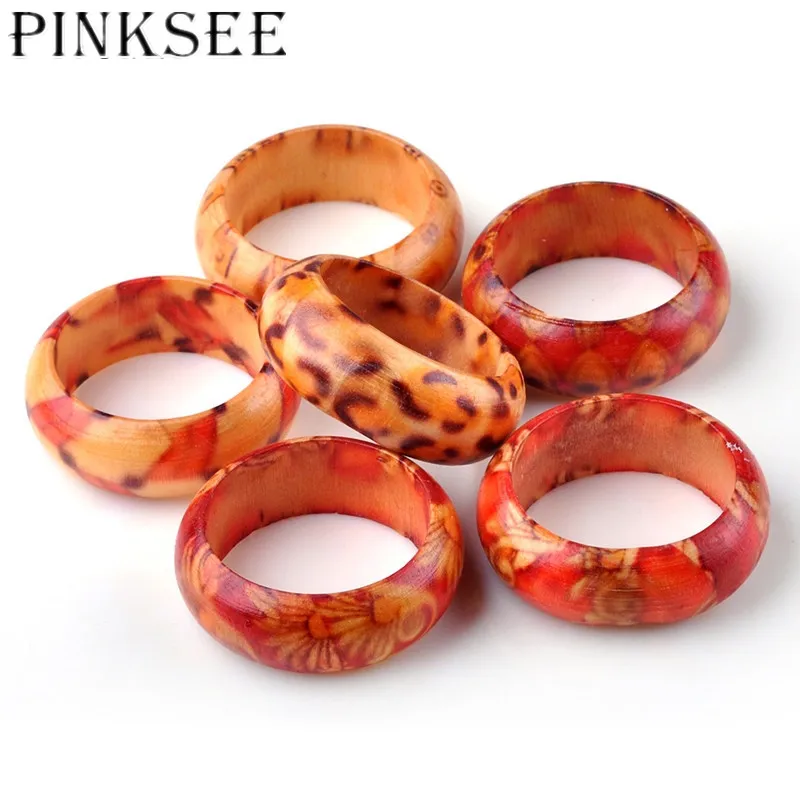 Pinksee 50 шт креативные модные деревянные смешанные размеры кольца для мужчин и