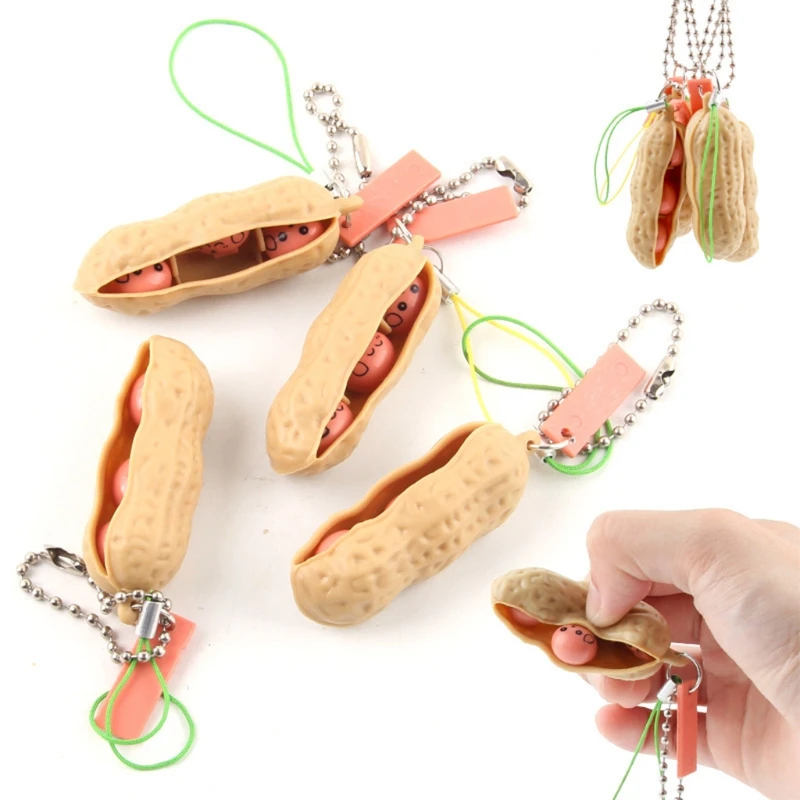 1PC Peanut Fidget Toy Squeeze Keychain Extrusion Stress Relieving Chain Pendant for Keys Backpack Toys | Игрушки и хобби