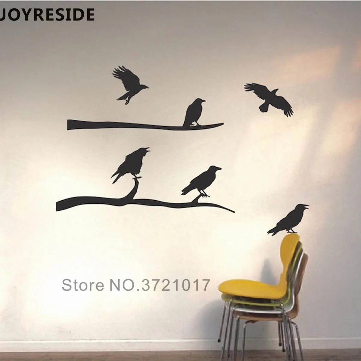 JOYRESIDE, птицы, ворона, наклейка на стену, холлоуин, украшение дома, наклейка на стену, художественный дизайн, виниловый Настенный декор, птицы, ветви, WM026