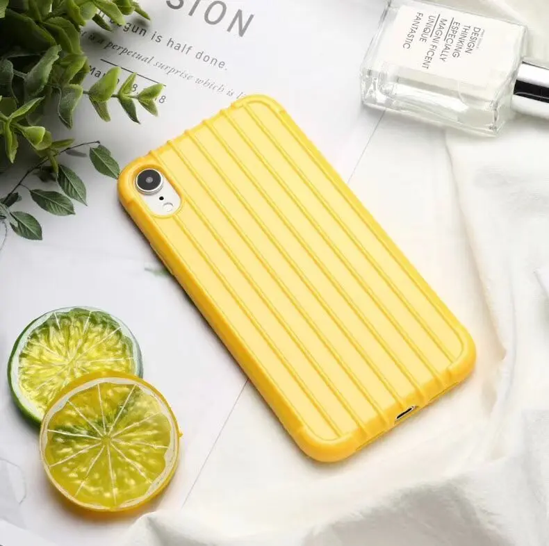 Новый чемодан конфетного цвета чехол для iPhone X XS MAX XR Мягкий силиконовый из ТПУ |