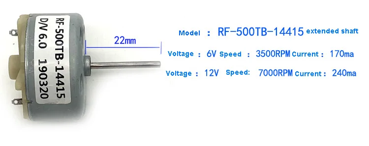 RF500TB12560 14415 18280 двигатель постоянного тока предупреждающий светильник увлажнитель 3V6V12V микромотор