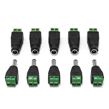 

100pcs DC Male Female Connector 5.5 x 2.1mm Jack Power Connectors 5V 12V DC Plug Adapter For CCTV Camera 3528 5050 RGB LED Strip