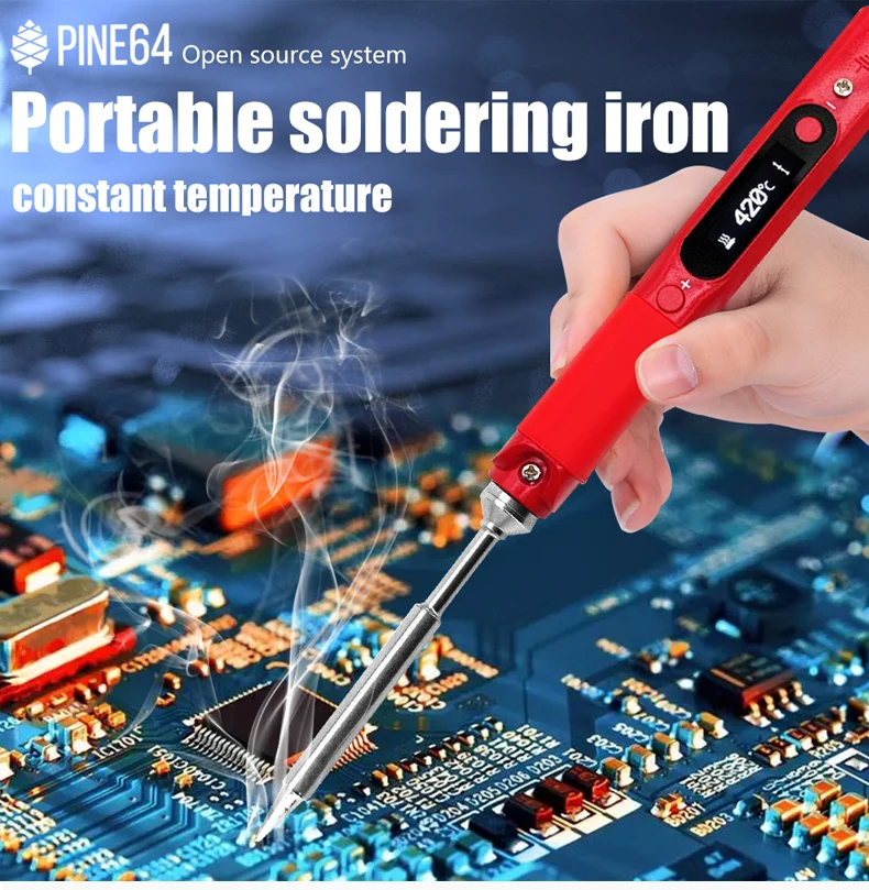 Pine64 Intelligent Constant Temperature Type-C DC5525 Portable Electric Mini Smart Soldering Iron Pinecil B2 BC2 KU C1 Tip hot stapler plastic repair