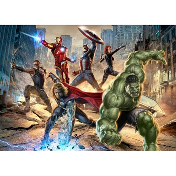 

7x5ft Vinyl Superhero Movie City Buildings Boy Birthday party Backdrop Photography Background