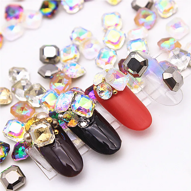 Маникюрные украшения стиль Swarovski алмаз квадратный восьмиугольный 8,0 мм гвоздь нижний кончик в форме бриллианта AB симфония кристалл