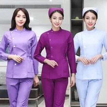 [Комплект] Стенд воротник медсестры скрабы с регулируемой талией ремни боковое отверстие спереди медицинская униформа из чистого хлопка winterdoctor Спецодежда