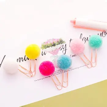 

6 Pcs/Bag Colorful Plush Ball Paper Clips Bookmarkers Planner Journal Page Home School Office Supply XXUC