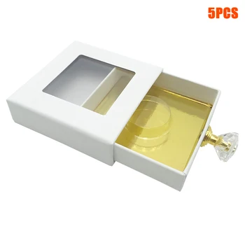 

5pcs Dustproof Paper Makeup Reusable Empty Accessories Storage Crystal Handle False Eyelashes Packaging Box Pulling Glitter Case