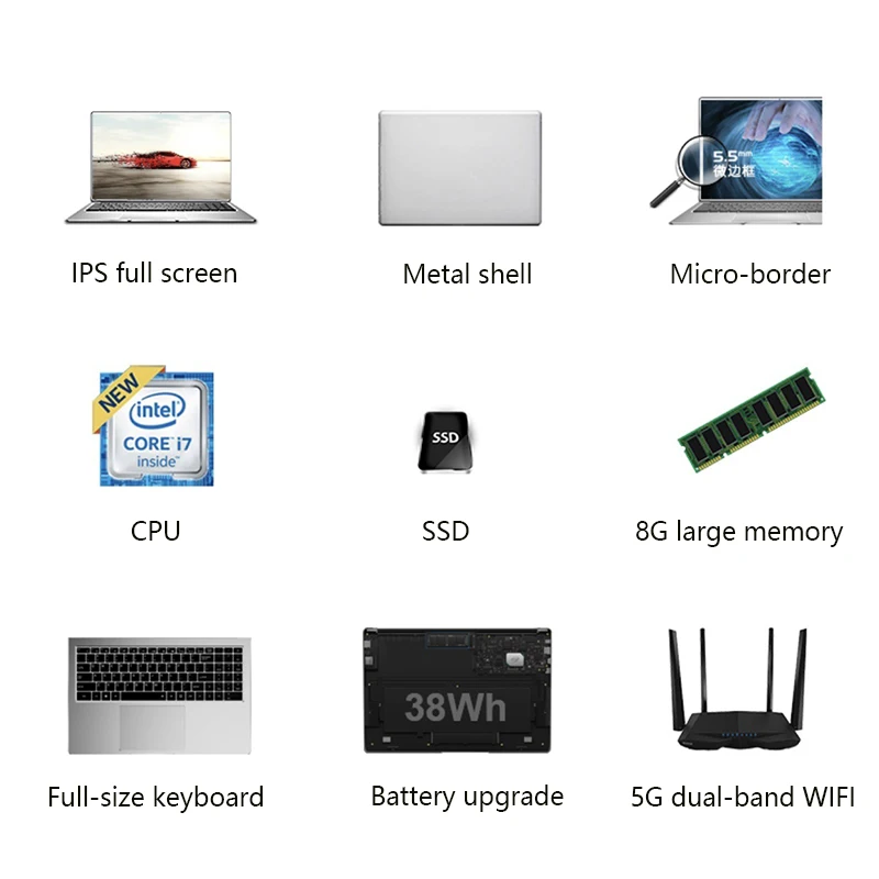 

Laptop i7 15.6 inch Notebook Computer 128GB SSD ROM IPS Screen Gaming Laptop With Windows 10 OS Ultrabook free shipping Student