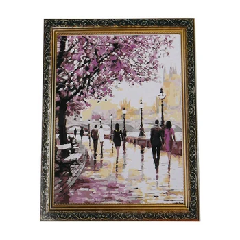 

New DIY Oil Painting Paint by Numbers Cherry Blossoms Park Drawing With Brushes Paint for Adults Kids Beginner Level 40x50cm - F