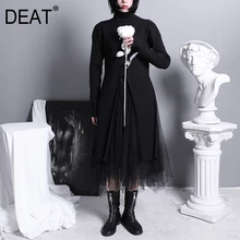 [DEAT] высокая эластичная резинка на талии, сетчатая Комбинированная юбка с неровным разрезом, женская модная юбка, Новинка весна-осень, 13F117