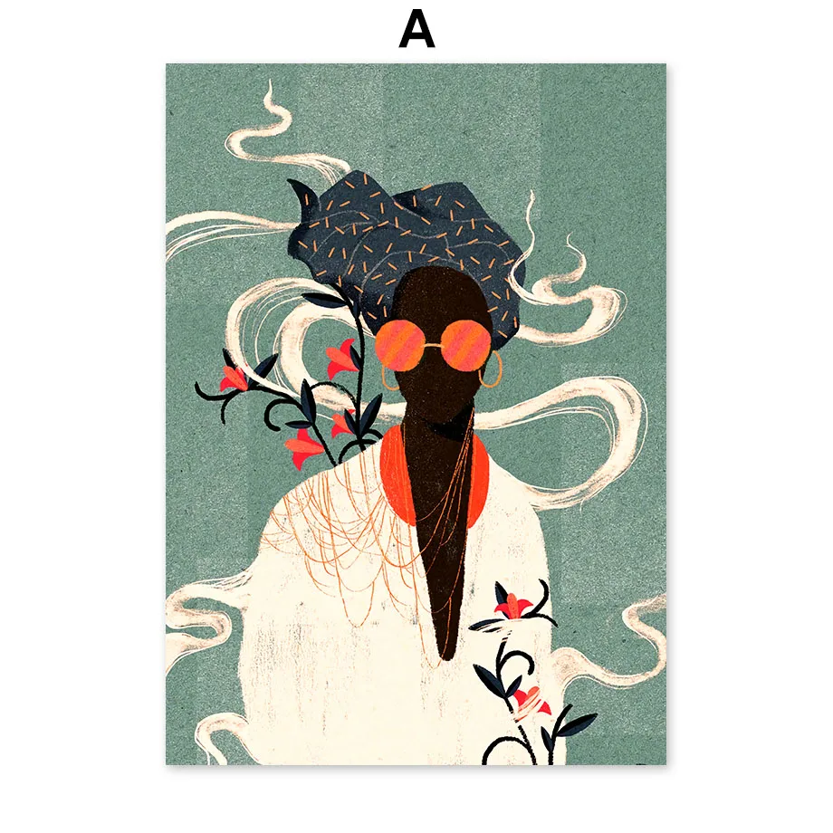 Abstract-Fashion-Vintage-Girl-Flower-Leaf-Wall-Art-Canvas-Painting-Nordic-Posters-And-Prints-Wall-Pictures (3)