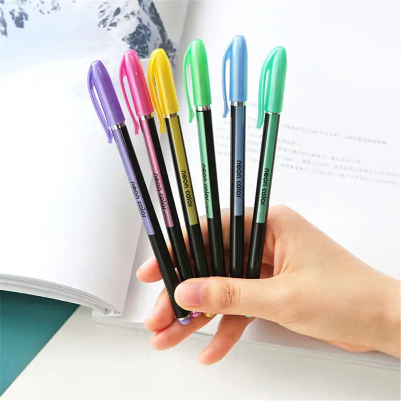 

48 Colors/Set Gel Pen Metallic Marker Pens Neon Color Sketch Pen Creative Ballpoint Pen Highlighter Material Escolar