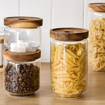 

1Pc Kitchen Storage Glass Jar Food Storage Containers Spice Tea Coffee Sugar Storage Jars Small Glass Bottle Container with Lid