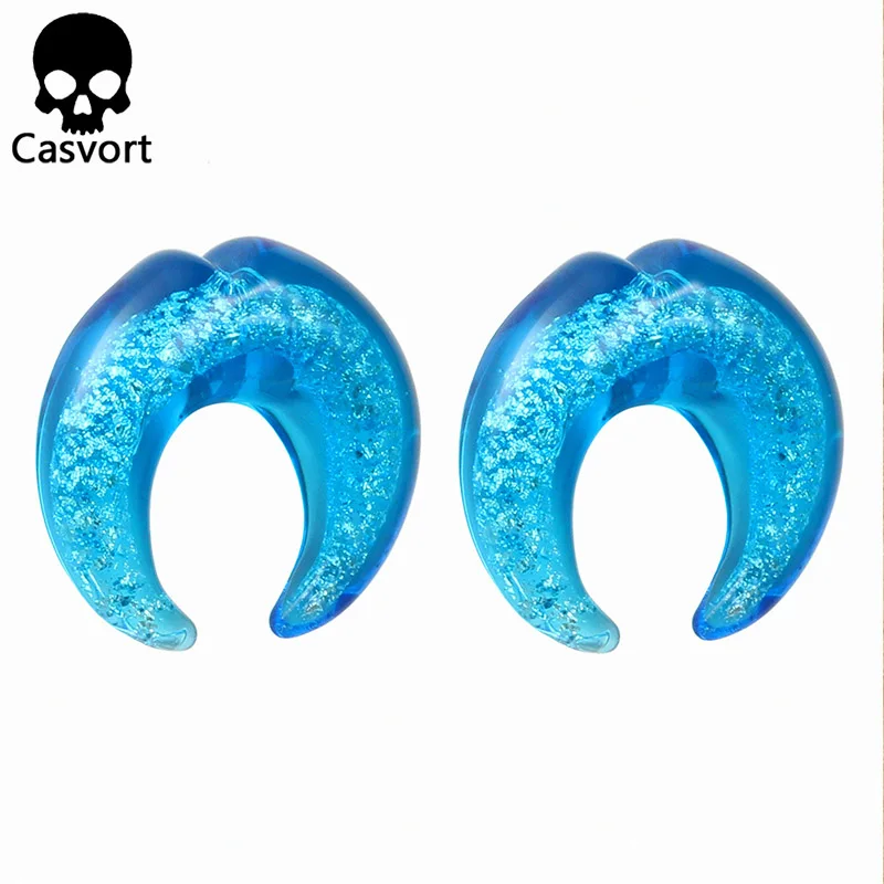 Casvort, 2 шт, цветные Сережки для пирсинга в форме полумесяца, Эспандеры для сережек, модный подарок для унисекс, ювелирные изделия для тела, продавать по паре - Окраска металла: blue