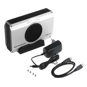 

SATA HDD Enclosure Box Case Internal Cool Fan 3.5 inch 393U3 Aluminum Casing 5 Gbps SuperSpeed USB 3.0 to