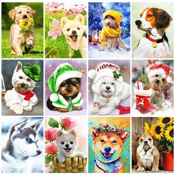 

cross stitch package cartoon animal 18ct 14ct cloth cotton thread embroidery DIY handmade needlework dogs