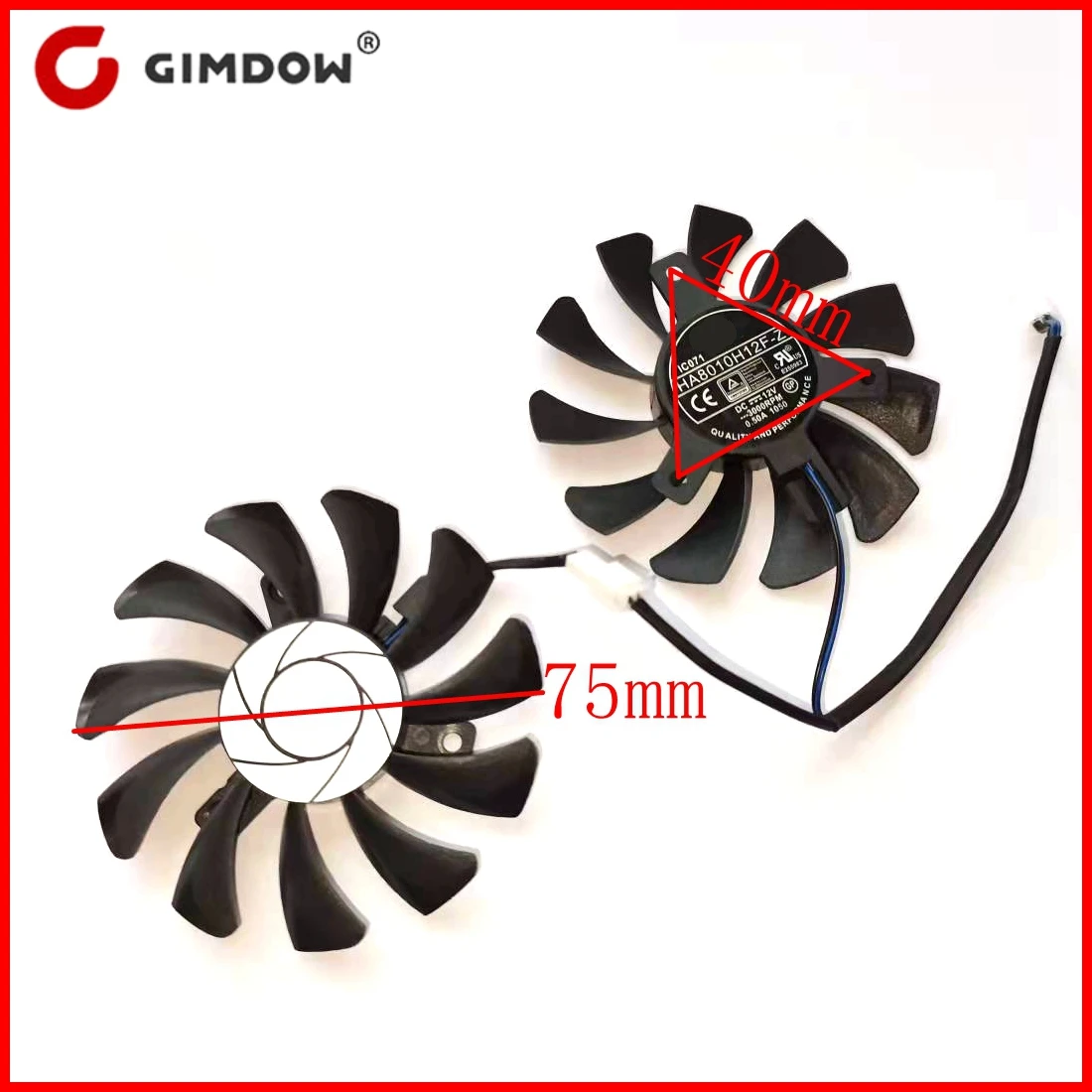 2 шт./Лот новый HA8010H12F-Z 75 мм 2pin для MSI Geforce GTX 1050Ti 2GT OC GTX1050 Ti 4GT-OC вентилятор