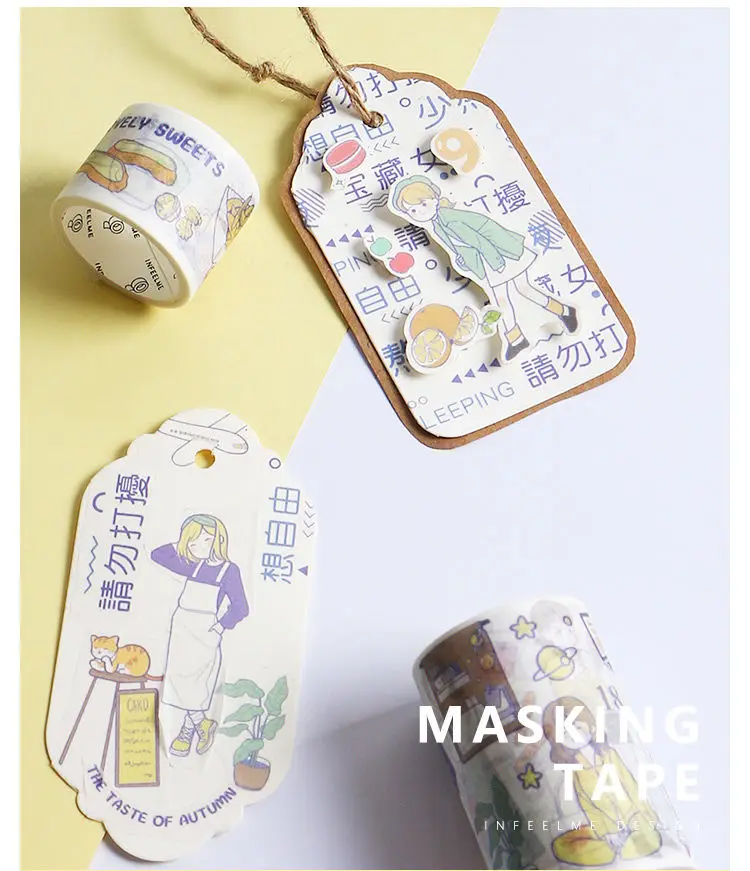 AngelHere Store 6 шт. Kawaii васи лента мультфильм девушка маскирующая лента DIY наклейки Скрапбукинг планировщик книга канцелярские принадлежности подарок