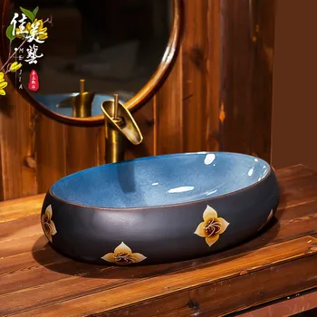 

Factory Direct Selling Washbasin Ceramic Elliptical Ceramic Face Pot Platform with 100 Restoration Bathroom Pots 1660