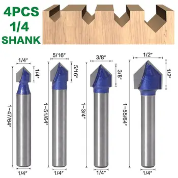 

1/4" Shank 90 Degree V Groove Router Bit 1/4" 5/16" 3/8" 1/2" Engraving Cutter G99A