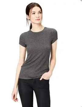 

Women's Ribbed Short-Sleeve Crew Neck Shirt Cotton O-Neck Three Quarter