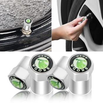 

4 Pieces Car Wheel Tire Valve Core Cover Caps for Skodas Octavia A5 A7 Fabia Superb Automobile Gadgets Car Accessories External