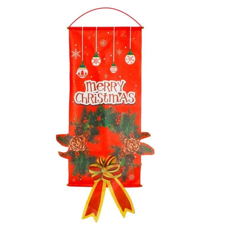 A wreath Нетканый Рождественский подвесной тряпичный флаг Санта Клаус Конфеты мешок орнамент на дверях в стенах вечерние украшения Рождественский подарок сумки - Цвет: A wreath