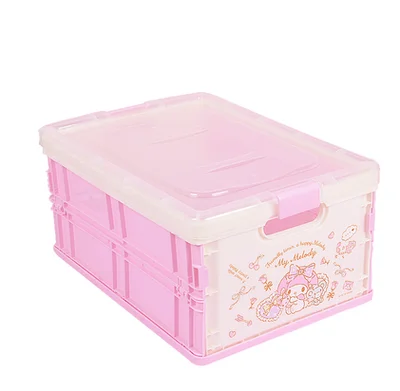 Melody L with Lid Hello kitty прозрачный покрытый косметический канцелярский ящик складной пластиковый органайзер коробка Девочка милая Бытовая коробка для хранения еды для перекуса - Цвет: Melody L with Lid