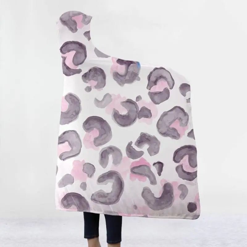 

Soft Hooded Blanket For Adult Leopard 3d Printed Hooded Blanket Sherpa Winter Warm Throw Blanket Hoodie Blanket Travel Mantle