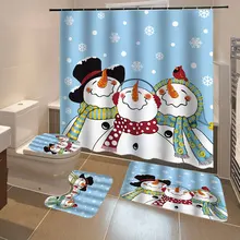 180X180 см, 4 шт., современный комплект для ванной комнаты, Рождественский Снеговик, занавеска для душа, коврик для туалета, аксессуары для ванной комнаты, шторы с крючками
