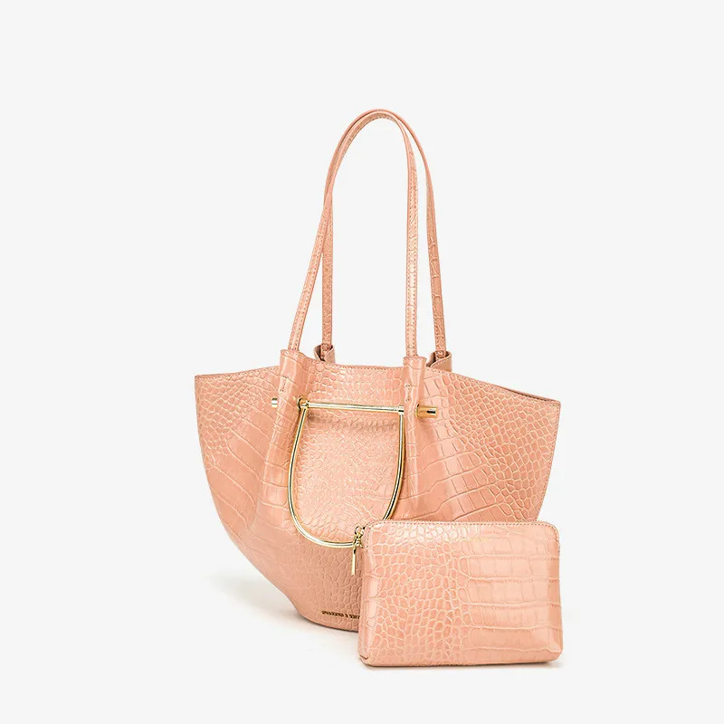 Вместительный женский кошелек из искусственной кожи с узором под крокодила