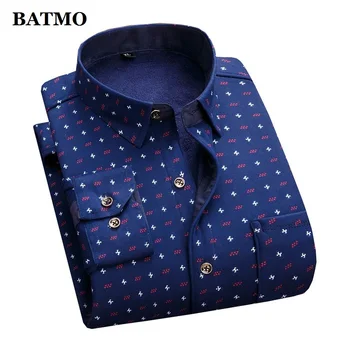 

BATMO 2019 new arrival winter&autumn thicked plaid shirts men,men's printed shirts,size L-4XL 809