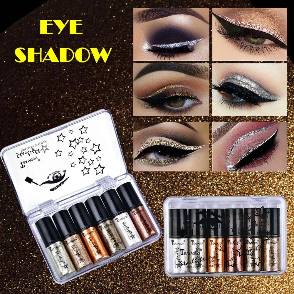 6-color Liquid Eye Shadows Colorful Shiny Pearly Lustre Waterproof Eyeshadow Set