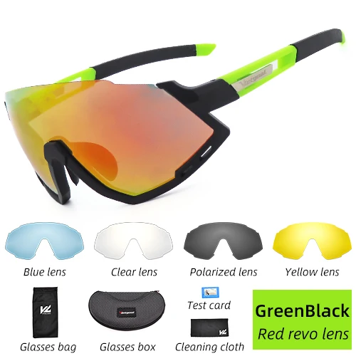 Blackgreen Glasses VICTGOAL, мужские Поляризованные велосипедные очки, UV400, велосипедные солнцезащитные очки, MTB, велосипедные солнцезащитные очки, для рыбалки, бега, спортивные очки, очки, 5 Len - Цвет: Blackgreen Glasses