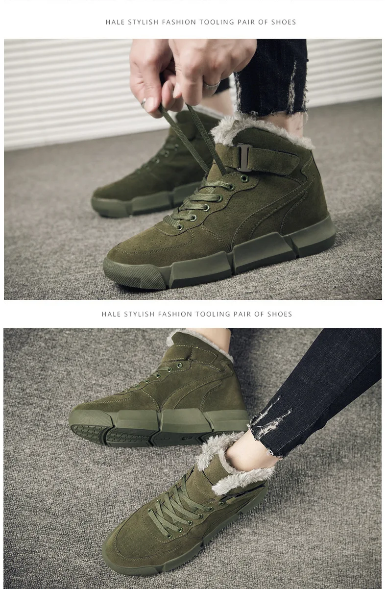 Luxury Brand Men Winter Boots Warm Thicken Fur Men's Ankle Boots Fashion Male Business Office Formal Leather Shoes